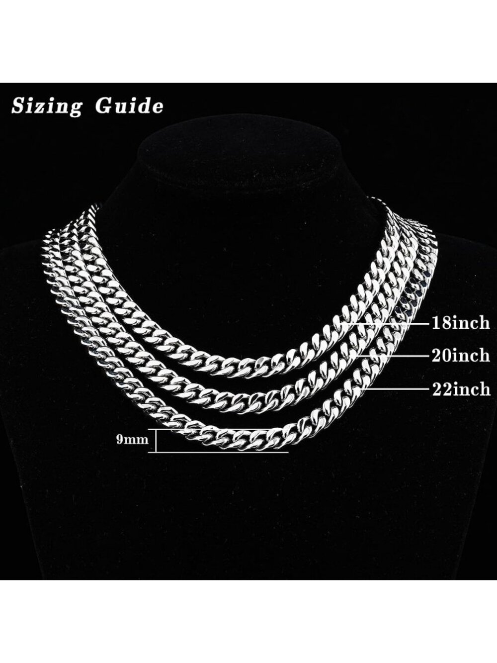 Unisex 9MM Silver Chain Cuban Link 11mm Stainless Steel Gold Silver Plated - Picture 4 of 6